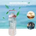 2L Sport Water Bottle With Straw Portable Leak-Large Capacity Water Cup With Motivational Quote Time Marker - Image 45