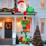 8FT Christmas Inflatables Decor, Climbing Santa Claus with Reindeer & Snowman/Elves - Image 5