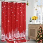 72x72 Inch Christmas Shower Curtain Christmas Tree and Snowflake Fabric Shower Curtain for Bathroom Bathtubs Decor - Image 6