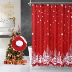 72x72 Inch Christmas Shower Curtain Christmas Tree and Snowflake Fabric Shower Curtain for Bathroom Bathtubs Decor - Image 4