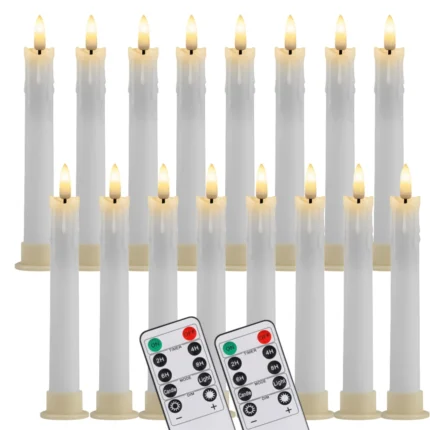 6/12Pc 6.6inch LED Flameless Taper Candles with Remote Flickering CandleSticks Plastic Window Candles