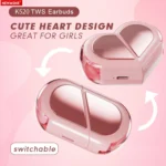 Heart-shaped Rotatable Wireless Bluetooth Earphones HIFI Sound Headphones Touch Control Earbuds Gaming Headsets