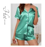 Women's Pajamas Set Satin Sleepwear Button Down Tops and Shorts Pajama 2 Piece Suit Pyjama - Image 18
