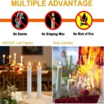 6/12Pc 6.6inch LED Flameless Taper Candles with Remote Flickering CandleSticks Plastic Window Candles - Image 4