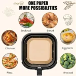Air Fryer Liners Disposable 100pcs Parchment Paper Square Liners Round Liners Free of Bleach Non-Stick Oil-proof and Waterproof - Image 9