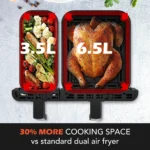 10L Dual Air Fryer 2400W Digital Cooker Oven 1-in-1 Healthy Frying Double Basket - Image 7