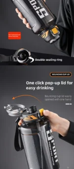 1000ml/1500ml Large Capacity Sports Water Bottle LeakProof Plastic Drinking Bottles Outdoor Travel Cycling Hiking Gym Drinkware - Image 12