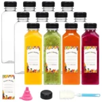 500ML Juice Bottles with Caps Clear Empty Reusable Bottles with Brush Funnel and Labels for Smoothies and Other Beverages YY177