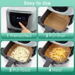 Air Fryer Liners Disposable 100pcs Parchment Paper Square Liners Round Liners Free of Bleach Non-Stick Oil-proof and Waterproof - Image 12