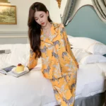 Women's Light Luxury Silk-Feel Pajamas Long-Sleeve Homewear - Image 4