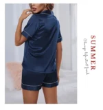 Women's Pajamas Set Satin Sleepwear Button Down Tops and Shorts Pajama 2 Piece Suit Pyjama - Image 13