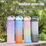 Sports Water Bottle Portable Gradient Color Water Cup Leakproof Gym Water Bottles With Handle And Straw Cup For Outdoor Travel