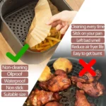 Air Fryer Liners Disposable 100pcs Parchment Paper Square Liners Round Liners Free of Bleach Non-Stick Oil-proof and Waterproof - Image 5
