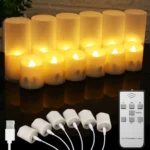 6Pcs/Set Rechargeable LED Candle Timer Remote Flickering Flames Wedding Candles Birthday Decor Tealights USB Charger Candle Lamp - Image 11