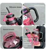 1100ML Sports Water Bottle Cute Aesthetic Large Capacity Water Cup for Women Summer Home Outdoor Portable Straw Cup - Image 8