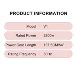 Professional Salon 3200W Hair Dryer,Features Negative Ion Generation&Heat Protection, 3-nozzle,Suitable for Home,Travel,Hotel - Image 24