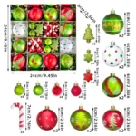 34/12/9pcs Grinch Christmas Ball Decorations Green Monster Xmas Tree Ornaments Green Painted Xmas Ball Set Christmas Home Decor - Image 5