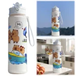 800ml Capybara Insulated Water Bottle with Straw & Handle Portable Sports Drinking Bottle Kawaii Water Cup for Boys Girls Daily