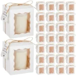 10/30pcs candle gift box with transparent window with label and twine for wedding birthday party gift