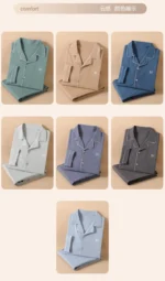 High Quality 100% Cotton Pajamas Suit Men Outside Classic Simple Male's Homewear Fashion Soft Breathable Sleepwear Business Gent - Image 17