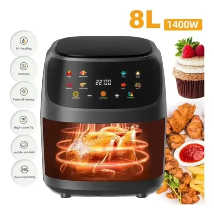 LCD screen Tactil Regulación Air Fryer 8L Large capacity Smart nonstick pot oil free fryer oven French fries roast chicken fryer