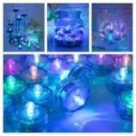 Set of 12 Waterproof LED Tea Lights Submersible Battery Operated LED Candle For Wedding Fountain Vases Tub Fish Tank Pond Lights - Image 5