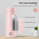 Electric Kettle 304 Stainless Steel 400ml Tea Coffee Water Cup insulation with Auto Shut-Off Boil Dry Protection for Travel - Image 4