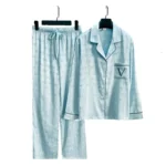 Fashionable Women's Two-Piece Pajama Set Satin-Like Long Sleeve with Bow Design Breathable & Silky Viscose
