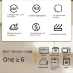 9L Multi functional Home Smart Air Fryer with Large Capacity Touch Screen Reservation Non stick Inner Perspective Oven - Image 8