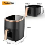 OYAJIA 6L Air Fryer with Smart Touch Display 60 Minutes Timer & 80°C-200°C Adjustable Temperature& 8 Preset Cooking Modes - Image 7