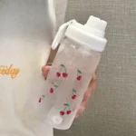 Kawaii Cherry Water Bottle Plastic Cup with Lid Straw Cute Coffee Bubble Milk Tea for Drinkware Outdoor Sports Drinking Watercup - Image 5