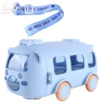 500ML Bus Shape Cartoon Water Cup with Movable Wheels & Strap Plastic Drinking Bottle Leakproof for Home Travel School - Image 5