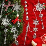 10Pcs Crystal Christmas Tree Ornaments Acrylic Snowflake Icicle Drop Crystal Hangings Decorative for Xmas Tree - Image 2