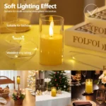 Flameless Candles Acrylic Pillar Candle Soft Light Battery Operated Flickering Candle for Romantic Ambiance - Image 2