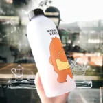 Water Bottles Cute Panda Bear Cup 1000ml With Straw Transparent Cartoon Water Bottle Drinkware Frosted Leak-proof Protein Shaker - Image 14