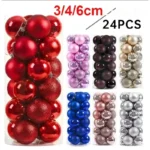 24Pcs 3/4/6CM Christmas Balls Big Ball Christmas Tree Pendant Ornaments for Party Decor