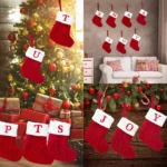Christmas Socks Knitting Snowflake Letter Stocking Christmas Decoration - Image 4