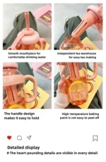 1100ML Sports Water Bottle Cute Aesthetic Large Capacity Water Cup for Women Summer Home Outdoor Portable Straw Cup - Image 10