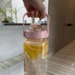 2L Sport Water Bottle With Straw Portable Leak-Large Capacity Water Cup With Motivational Quote Time Marker - Image 35