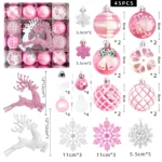 45pcs Christmas Ball Decorations Plastic 6CM Balls,Ice bars, Snowflakes, Reindeer, Christmas Ball Pendant Set Party Decor - Image 2