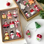 New Christmas Decorations Santa Claus Snowman OrnamentsChristmas Tree Hanging Creative GlassPainted Small Pendant - Image 4