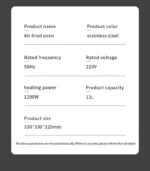 Smart air fryer oven 26L 13L Large Capacity Electric Air Fryers Visible Window Household Kitchen Deep Fryer without Oil EU 220V - Image 20