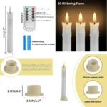 6/12Pc 6.6inch LED Flameless Taper Candles with Remote Flickering CandleSticks Plastic Window Candles - Image 5