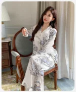 Women's Light Luxury Silk-Feel Pajamas Long-Sleeve Homewear - Image 18