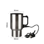 450ml Car Heating Cup Stainless Steel Electric In-car Travel Heating Cup 12V Heated Thermos Mug for Hot Water Tea Coffee Making - Image 6