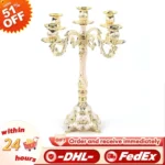 European Candle Holders Metal Candle-Stick Stand Home Decoration Bedroom Lighting Romantic Wedding Confession Essential 5 Heads