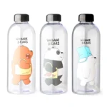 Water Bottles Cute Panda Bear Cup 1000ml With Straw Transparent Cartoon Water Bottle Drinkware Frosted Leak-proof Protein Shaker - Image 2