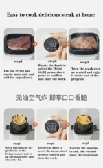 Desktop 220v 1000W Portable Air Fryer 2L Capacity Visible Household Transparent Visible Air Fryer Led Touch Screen Panel Air Fr - Image 22