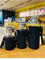 2L Large Capacity Glass Water Bottle Transparent Milk Juice Cup Outdoor Portable Leakproof Drinkware Tea Water Glass Bottle 2L - Image 20