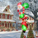 8FT Christmas Inflatables Decor, Climbing Santa Claus with Reindeer & Snowman/Elves - Image 6